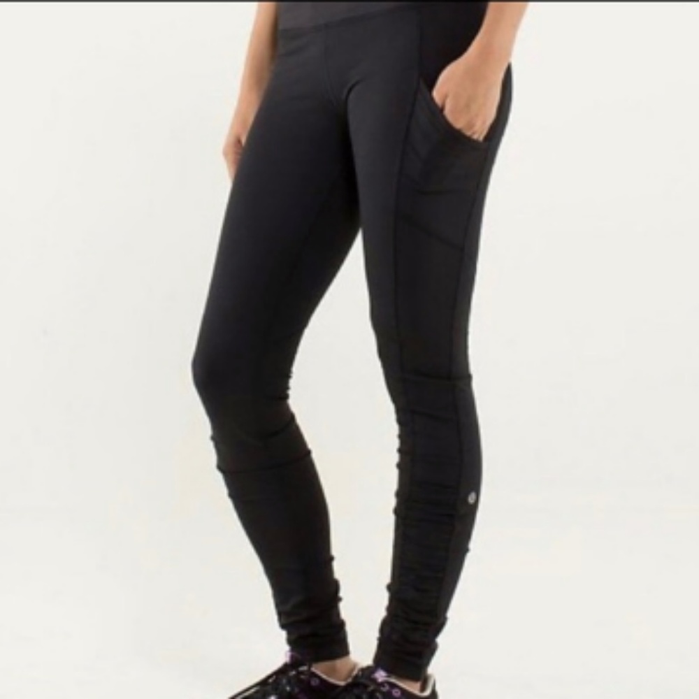 Lululemon moto leggings with side panel ruffles
